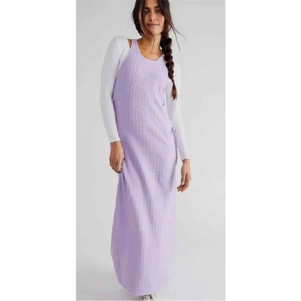 Free People Beach Eve Sweater Maxi Dress in Purple M